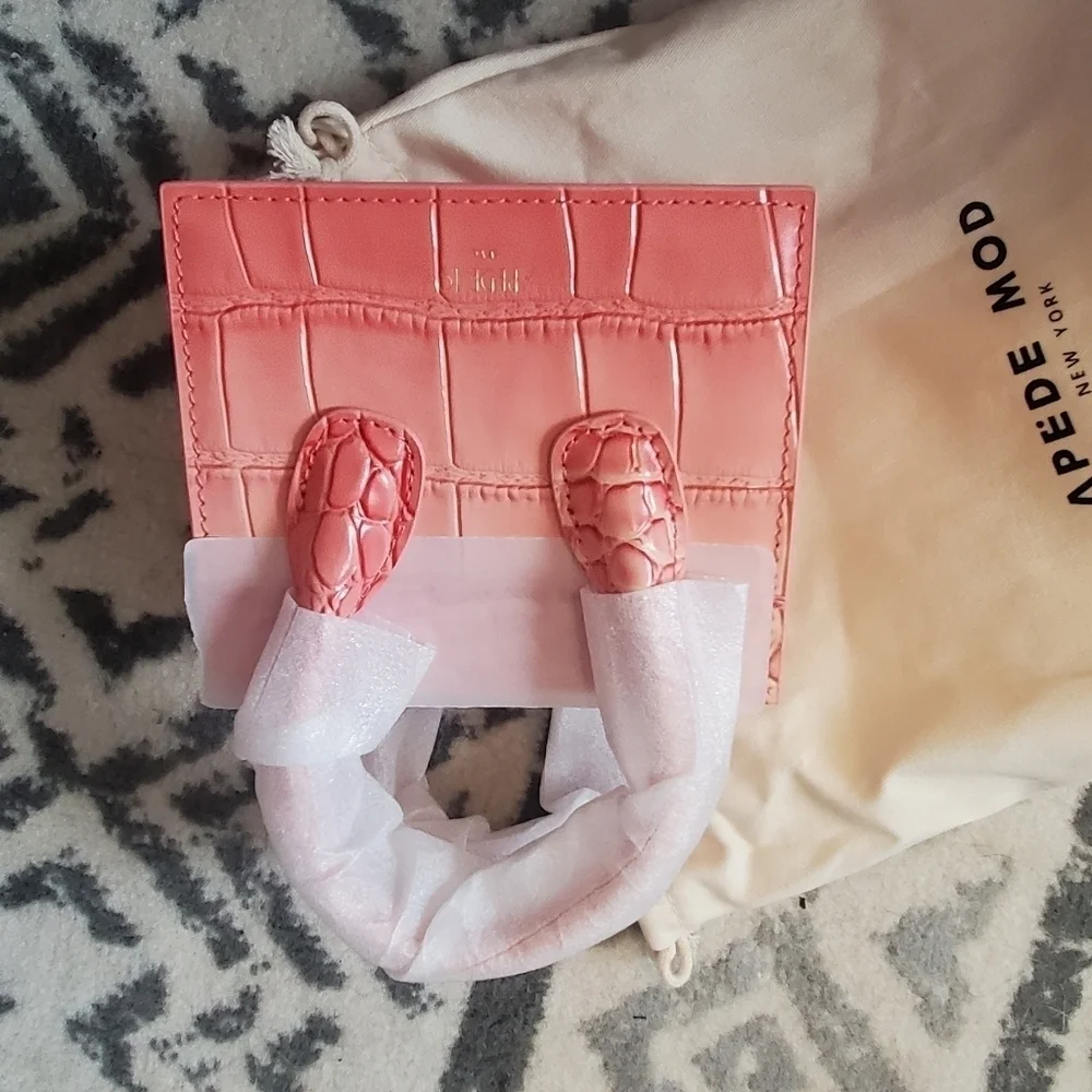 APEDE MOD EMBOSSED LEATHER MINI BAG. NWT PINK Crocodile print - Picture 14 of 16